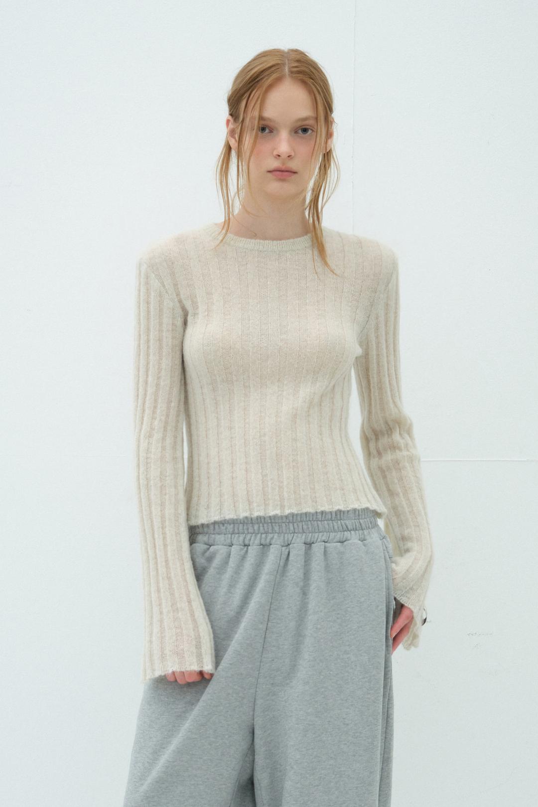 KID MOHAIR FLARED SLEEVE KNIT_CREAM