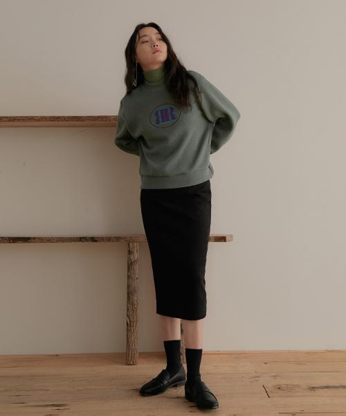 SUEDE BACK SLIT SKIRT BLACK