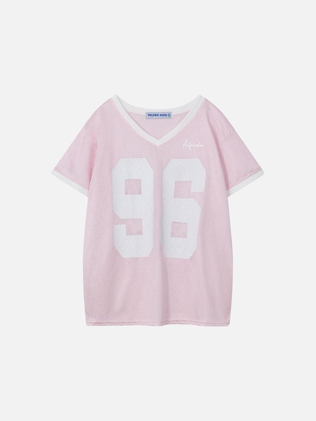 Aelfric Eden Print Mesh V-Neck Football Jersey - Pink / XS