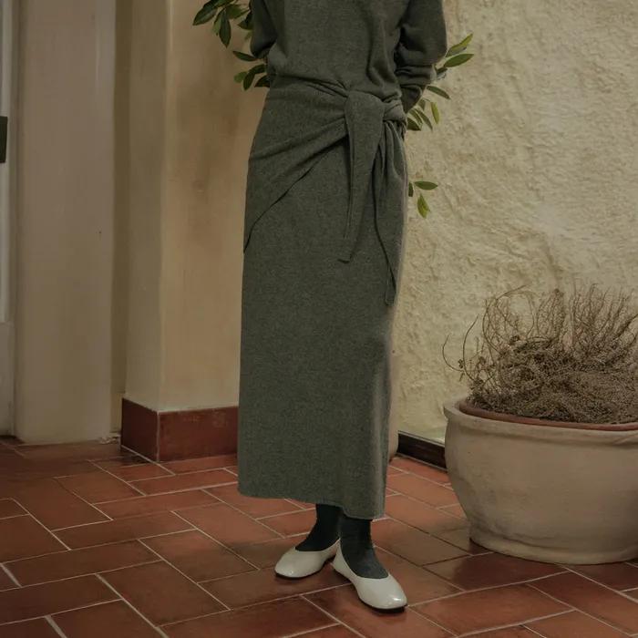 VELOUR CASHMERE SHAWL MUFFLER_CHARCOAL