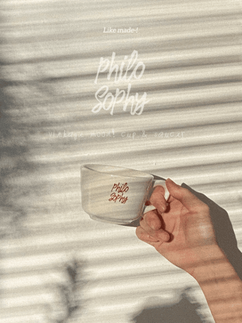 [by.LIKE] *자체제작* 필로소피 브라운 스퀘어잔과 받침 세트_200ml