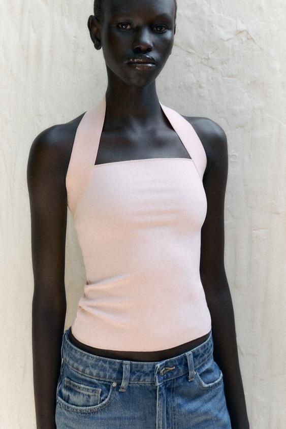 스트레치 홀터넥 탑