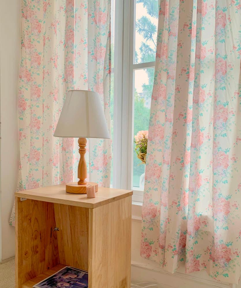 clover flower curtain 클로버 플라워 빈티지 커튼 레트로 꽃무늬