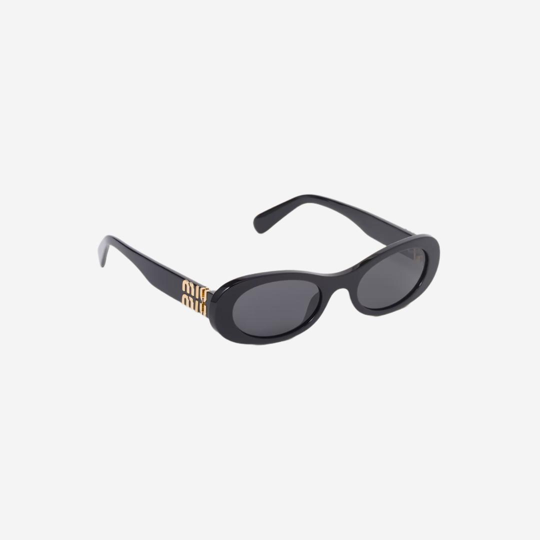 (W) Miu Miu Glimpse Sunglasses Slate Grey Lenses Black Acetate