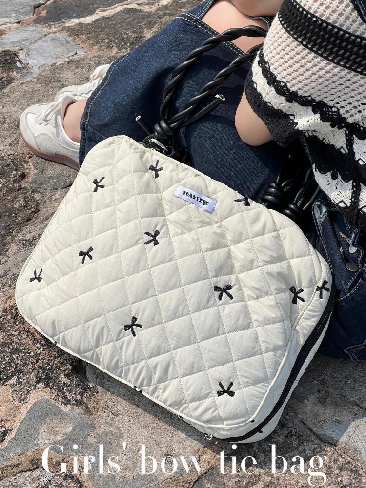 수심 Ribbon Bag 리본 노트북 파우치 숄더백 가방 맥북 14인치 누빔 퀼팅