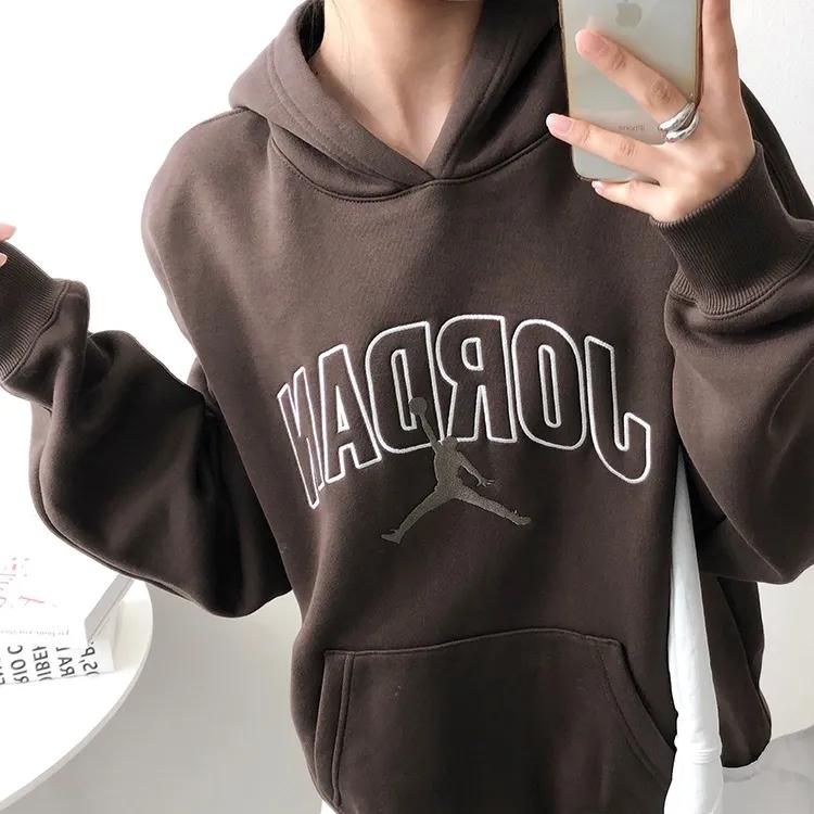 나이키 남녀공용 조던 브루클린 로고 자수 브라운 오버핏 후드 7241