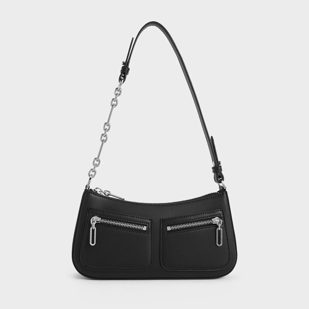 찰스앤키스 플라워-악센트 숄더백 - 느와르 CK2-20160180