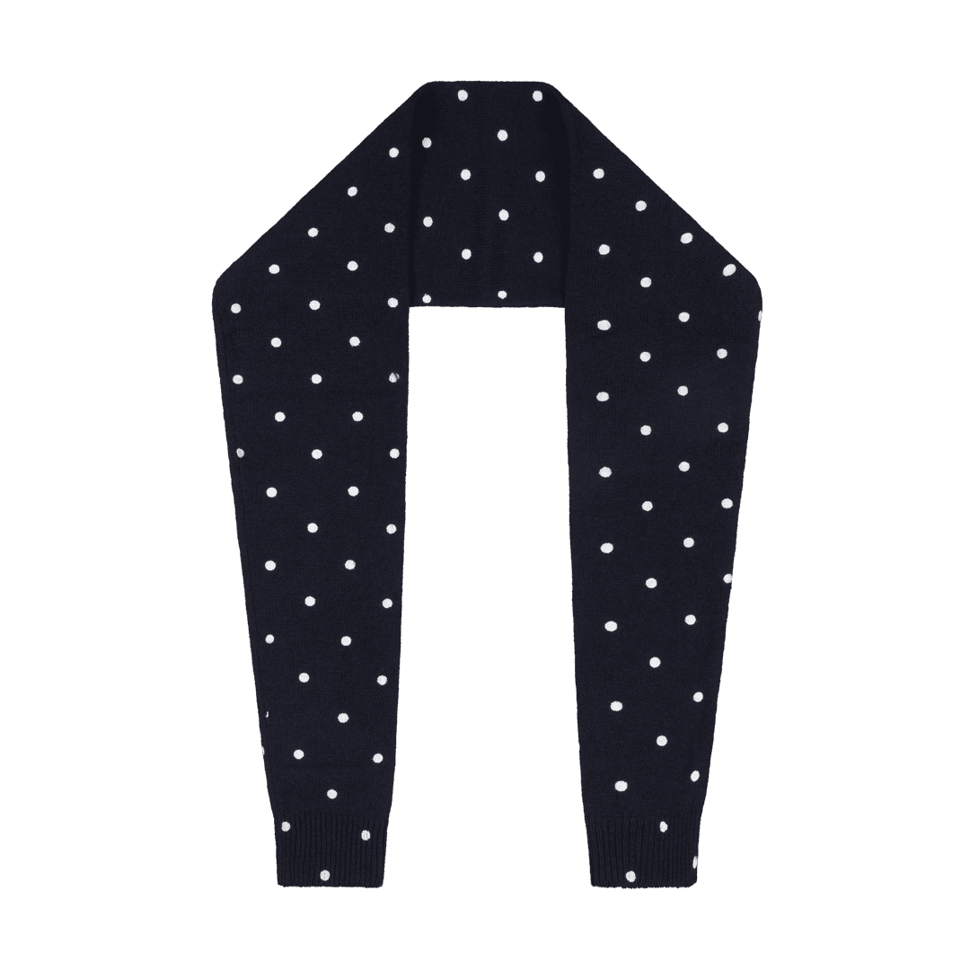 KNITTED SCARF WHITE POLKA DOT - ONE SIZE