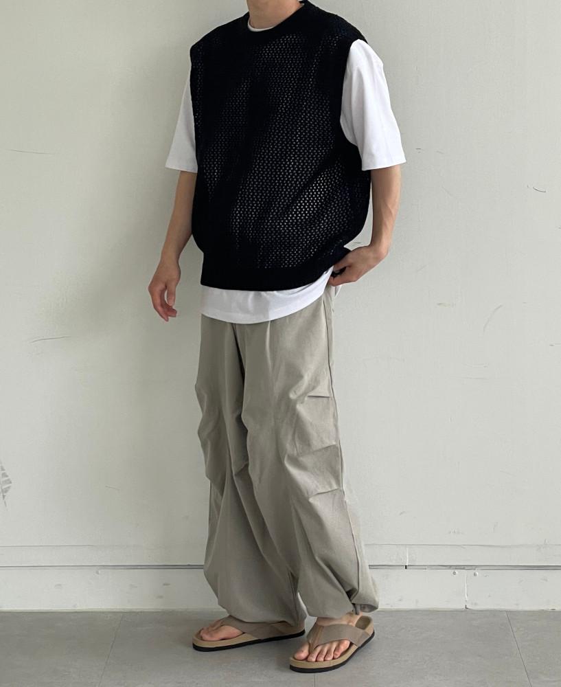 남자 썸머 멀티 핀턱 디테일 스트링 와이드 팬츠