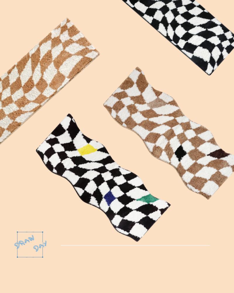 드로우데이 체커보드 터프팅 주방 러그 발매트