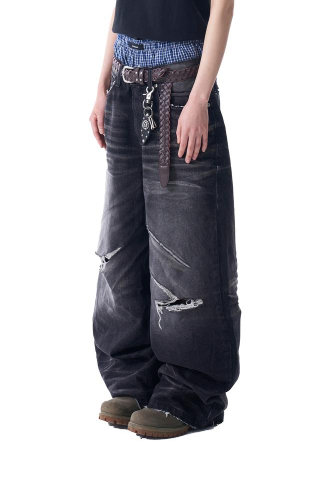 VTG Embo Washed Denim Pants (Black)