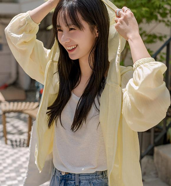 4DA31496HR_시어썸머 포켓 후드 경량점퍼