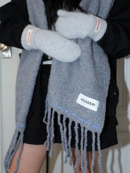 BOUCLE STITCH LONG MUFFLER - GREY