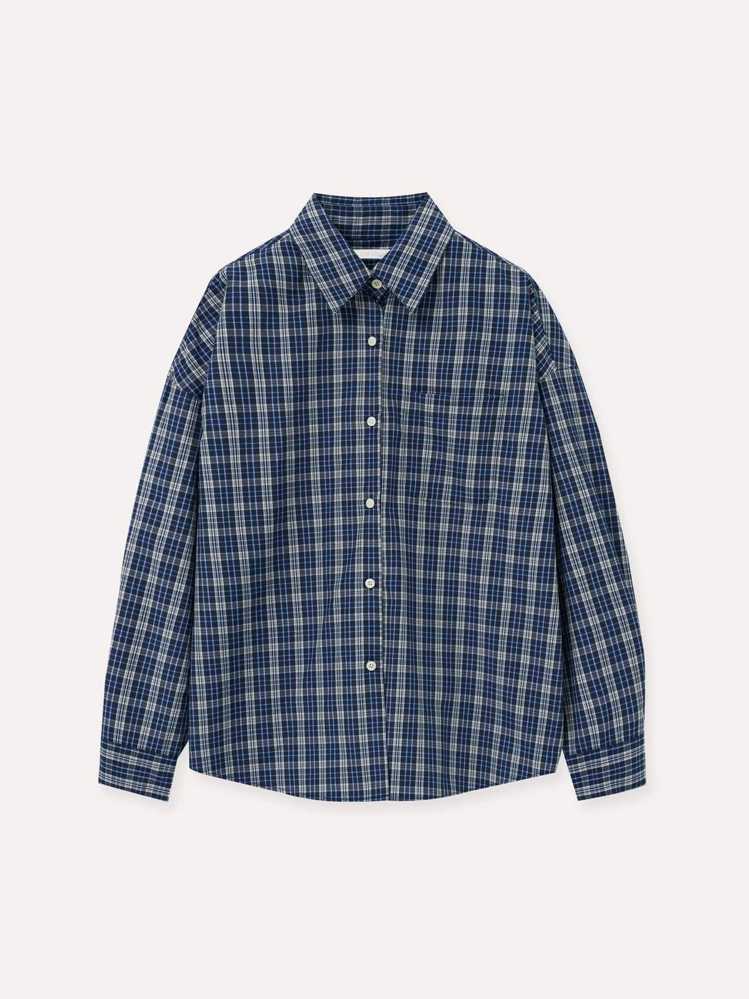 (당일배송) Cube Check Shirts_Navy