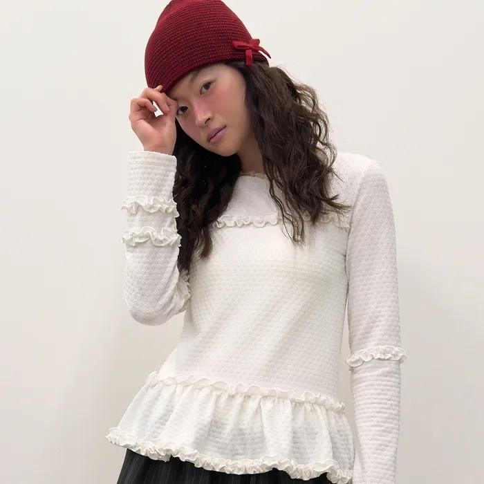 Flared Ruffle Top [White]