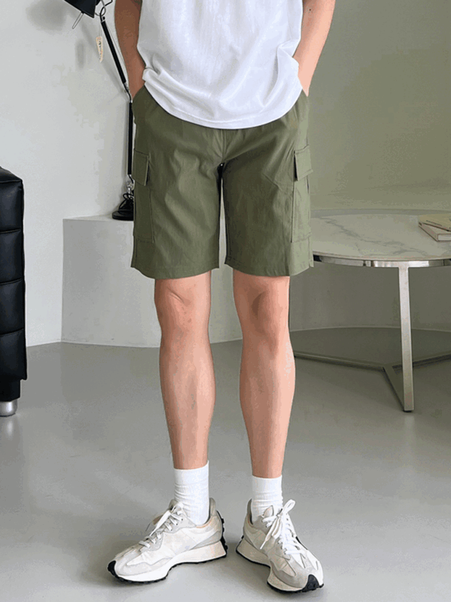 당일 출고 [1+1SALE] 인절미 카고 스판 반바지 (4color) 873