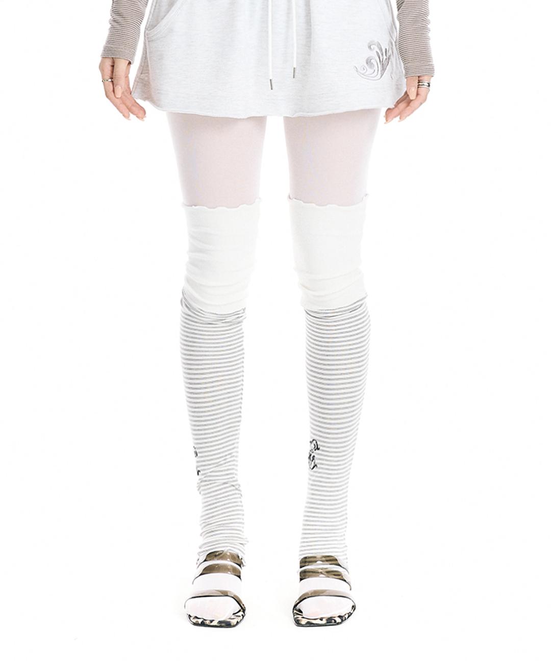 STRIPED LEG WARMERS - WHITE