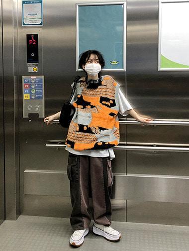 [unisex] Geometric knit vest / 2color