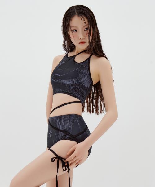 STRING WARP CUT-OUT BIKINI BLACK BQ4SW005