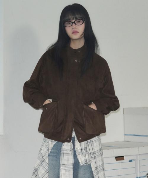 더블 포켓 스웨이드 블루종 자켓 [D.BROWN]
