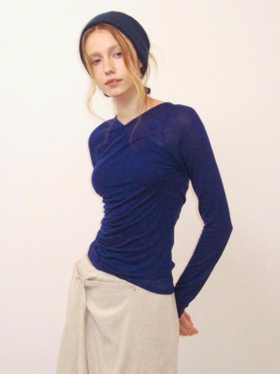 One Shoulder Layered Top Set - Blue