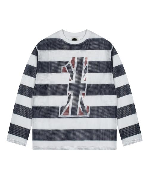 GT132 유니티 스트라이프 그물 니트 (BLACK)