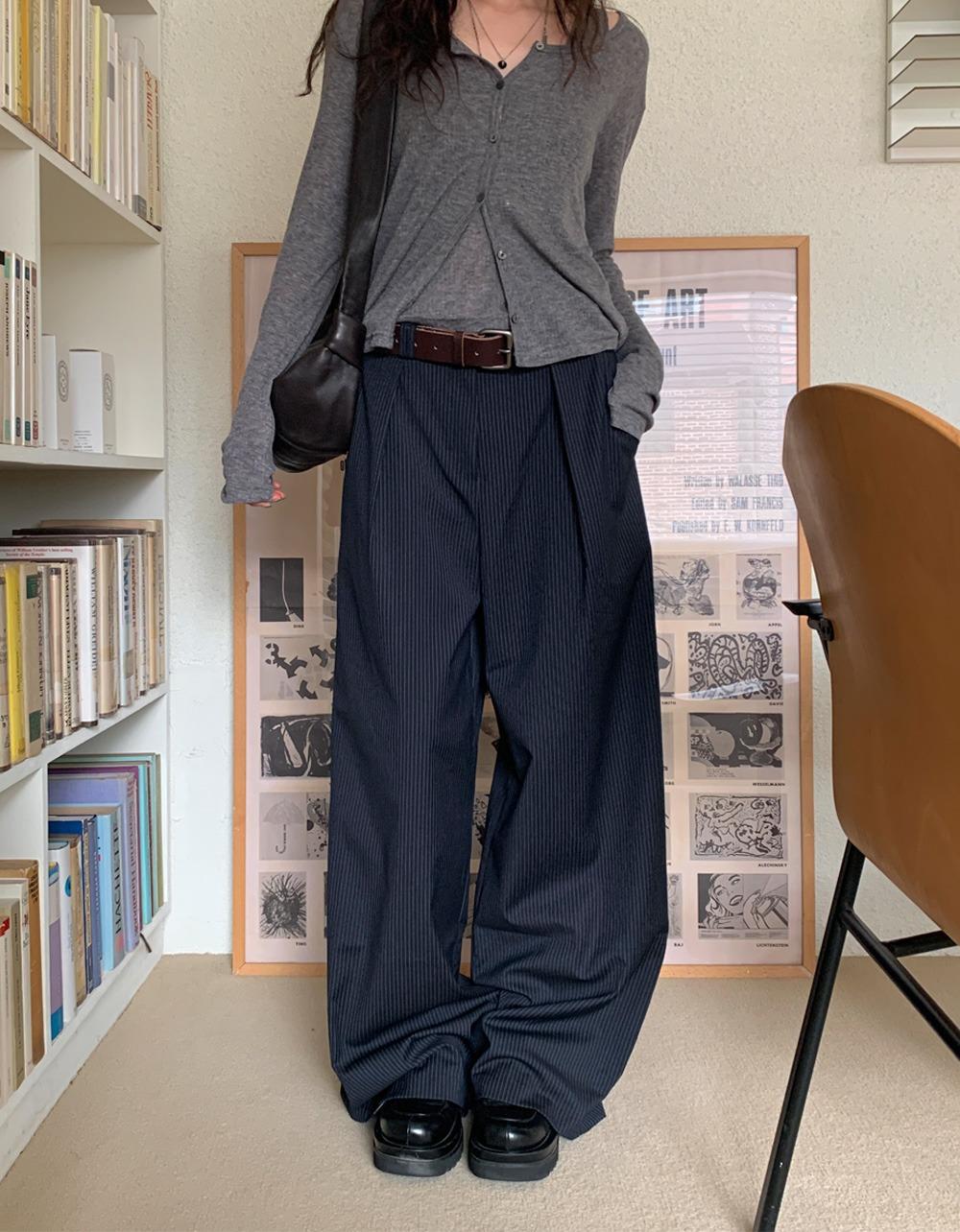 워드 스트라이프 핀턱 slacks