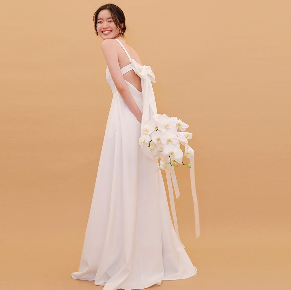 백 리본 셀프웨딩드레스, 브라이덜샤워, 결혼식 2부 원피스, 피로연 드레스