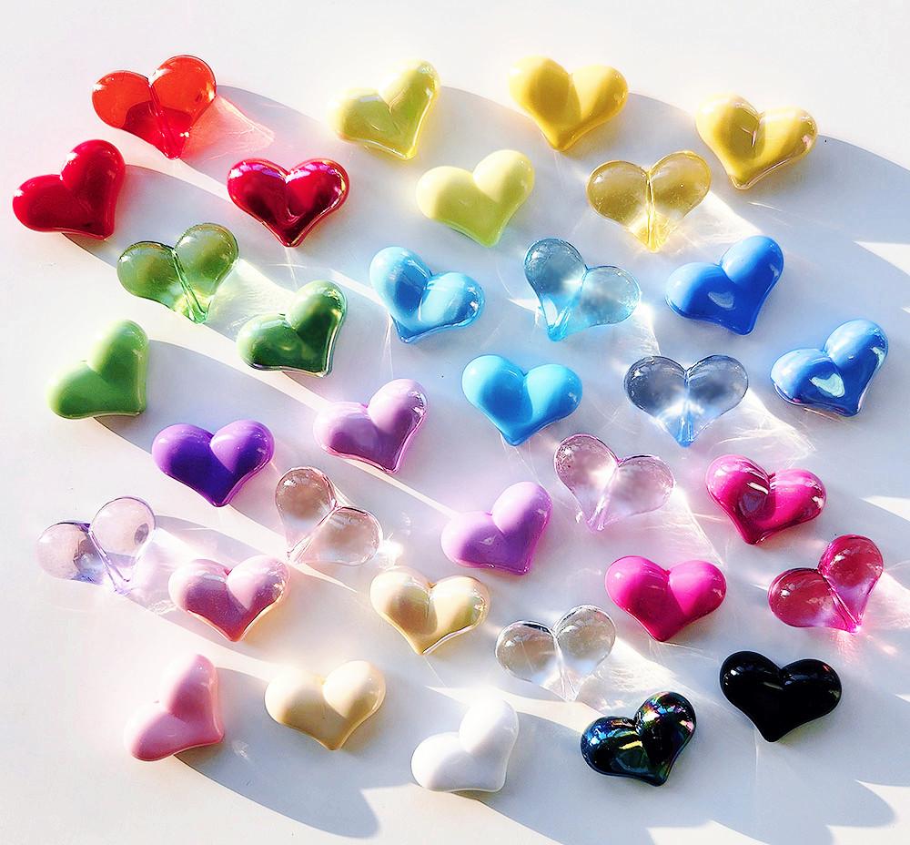 [파랑새97] 불투명 블리 하트 구슬 레드 시드 비즈 아크릴 오로라 핸드폰줄 재료