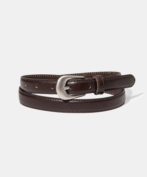 (W) simple western cowhide leather belt (T005_brown)