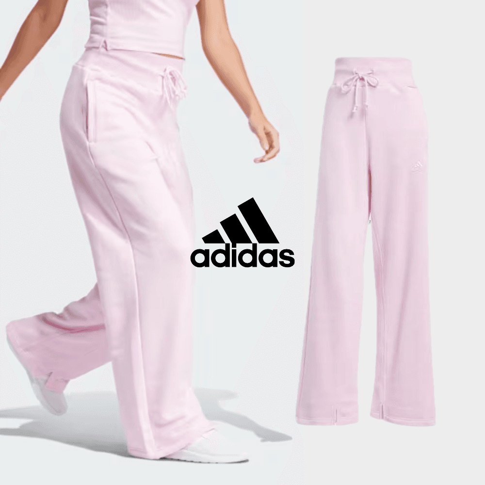 아디다스 스포츠웨어 여성 라운지 프렌치 테리 스트레이트 레그 트레이닝 팬츠 클리어 핑크