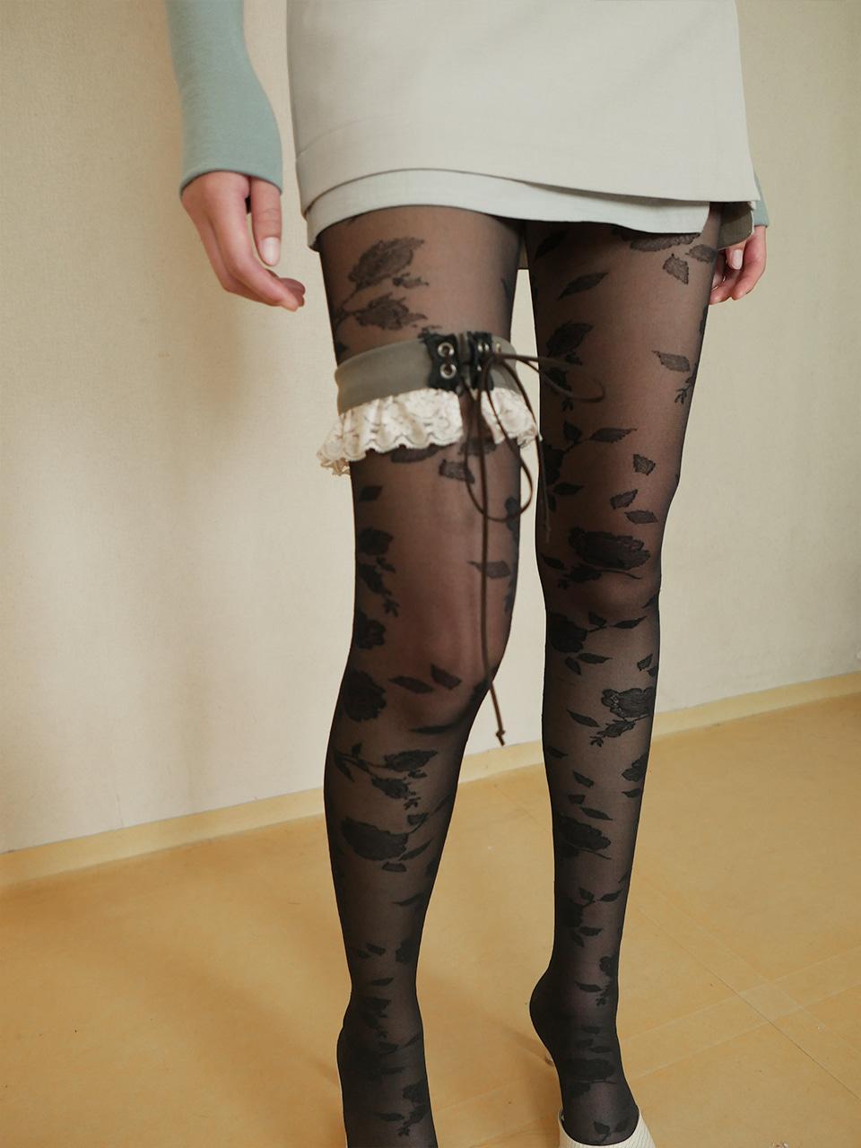 FEEBLE LACE THIGH GARTER KHAKI BEIGE
