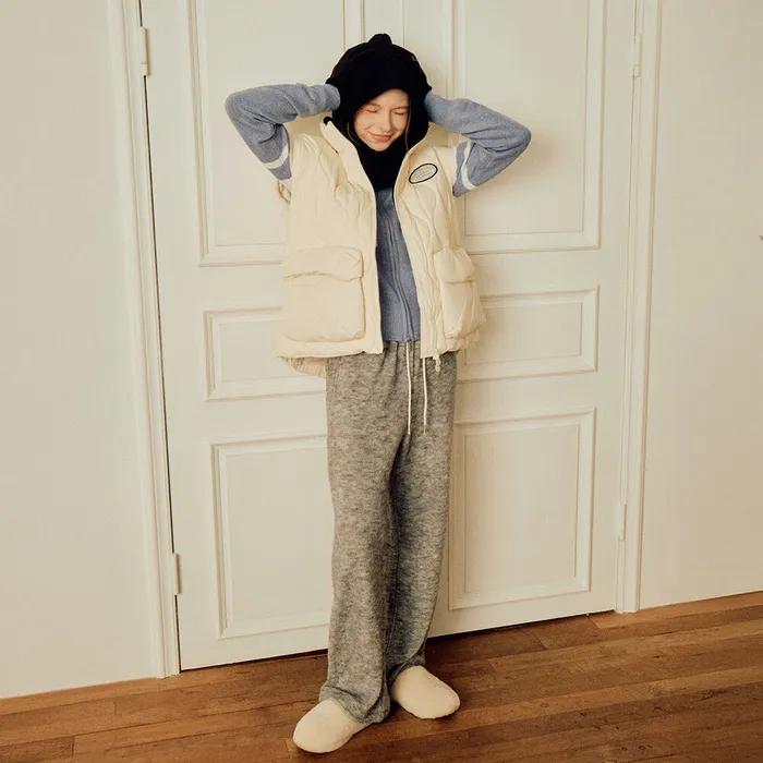 lotsyou_Softie Wide Banding Pants Melange Gray