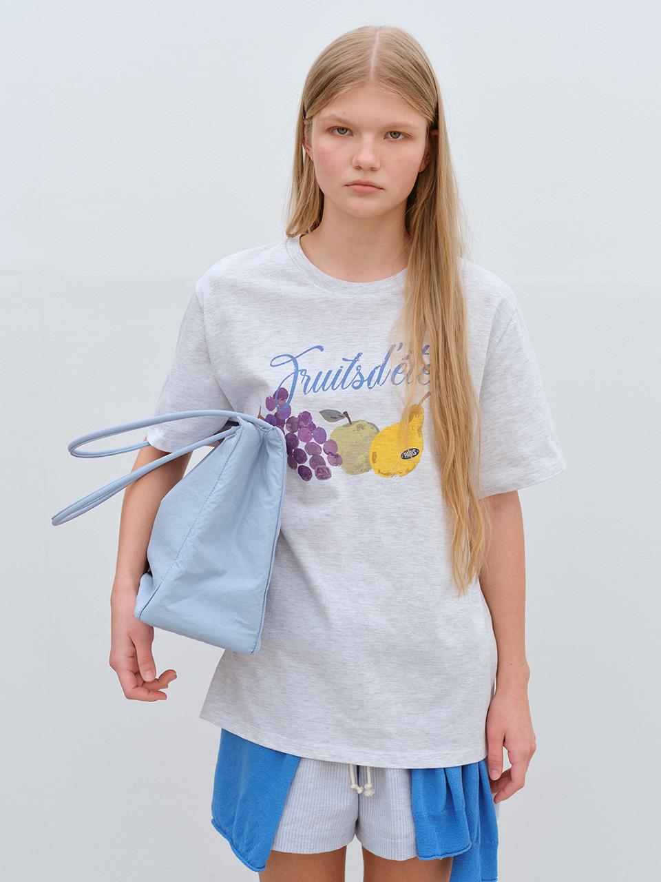 [클리어런스] SUMMER FRUIT GRAPHIC TEE - MELANGE GREY