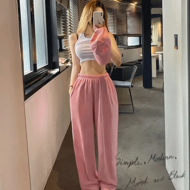 [+무보정영상/골넓핏] 롱와이드 밴딩 트레이닝팬츠 일자핏 팬츠