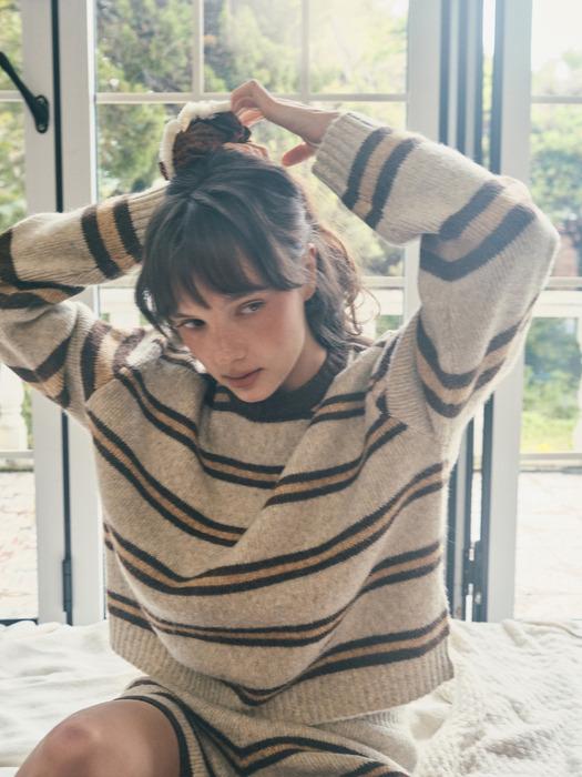 Mellow multi stripe setup knit_Beige(OC25-KN13)