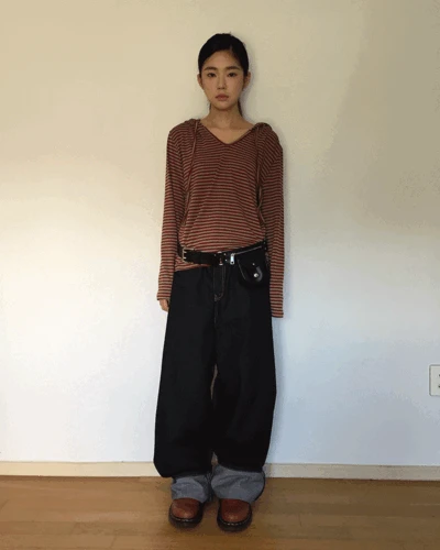 [오늘출발/MD추천]스트라이프 후드 티셔츠 (4color) *버건디, 카키, 블랙 당일 발송 가능! 블루 9월 13일 일괄 발송 가능!