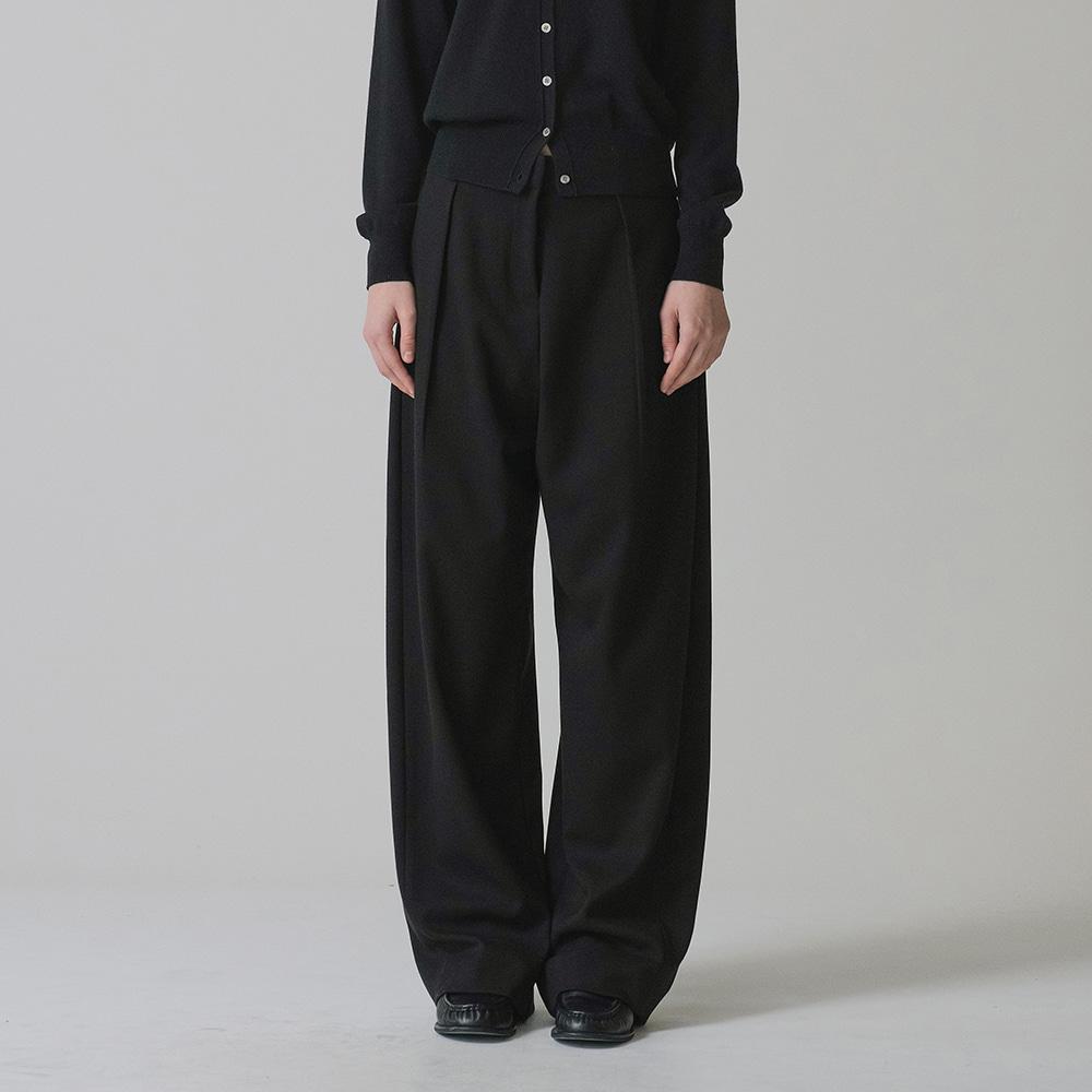 SIPT7174 헤비 트윌 원턱 커브드 슬랙스_Black