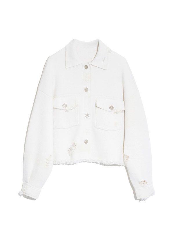 캐시미어 코튼 프린지 디테일 데님 자켓