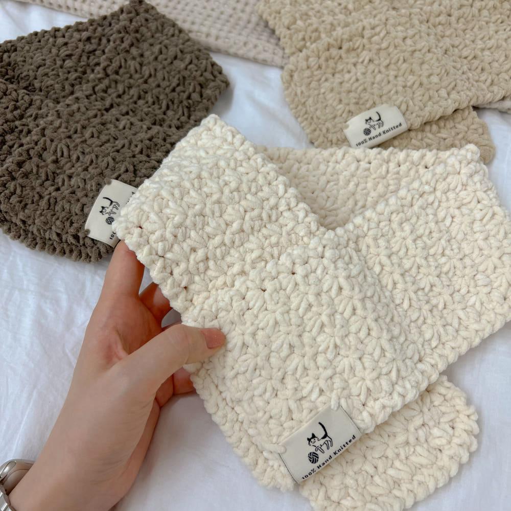 DIY 벨벳눈꽃 쁘띠 목도리 코바늘 뜨기 손뜨개 뜨개질 만들기 키트 털몽치 패키지