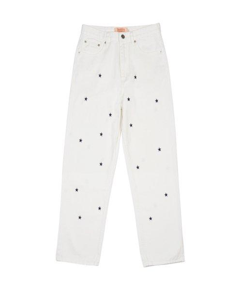 STRAGHT STAR DENIM PANTS white
