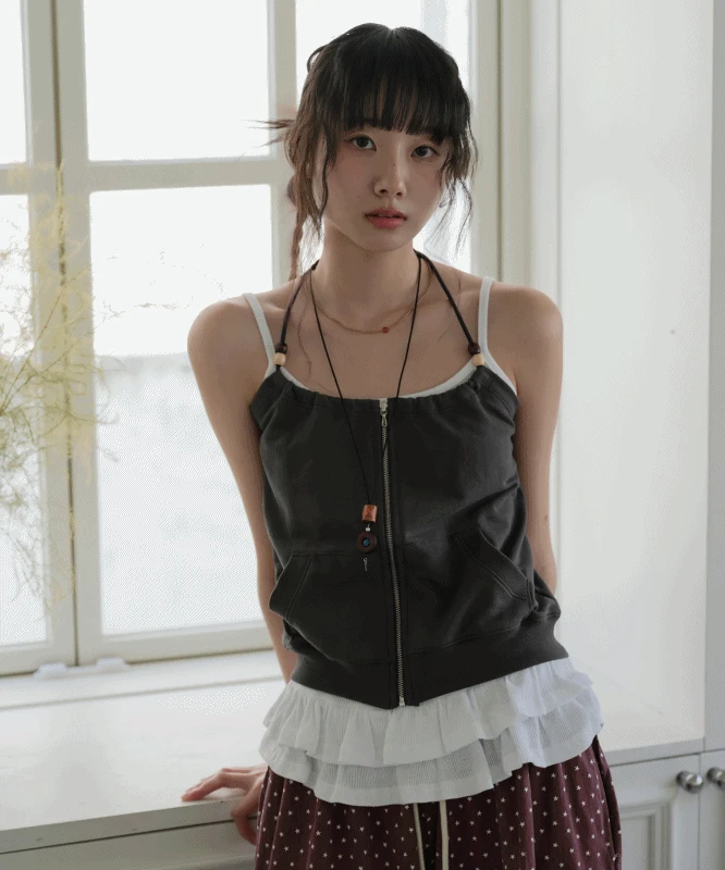 모스 오픈 우드 홀터탑 3color