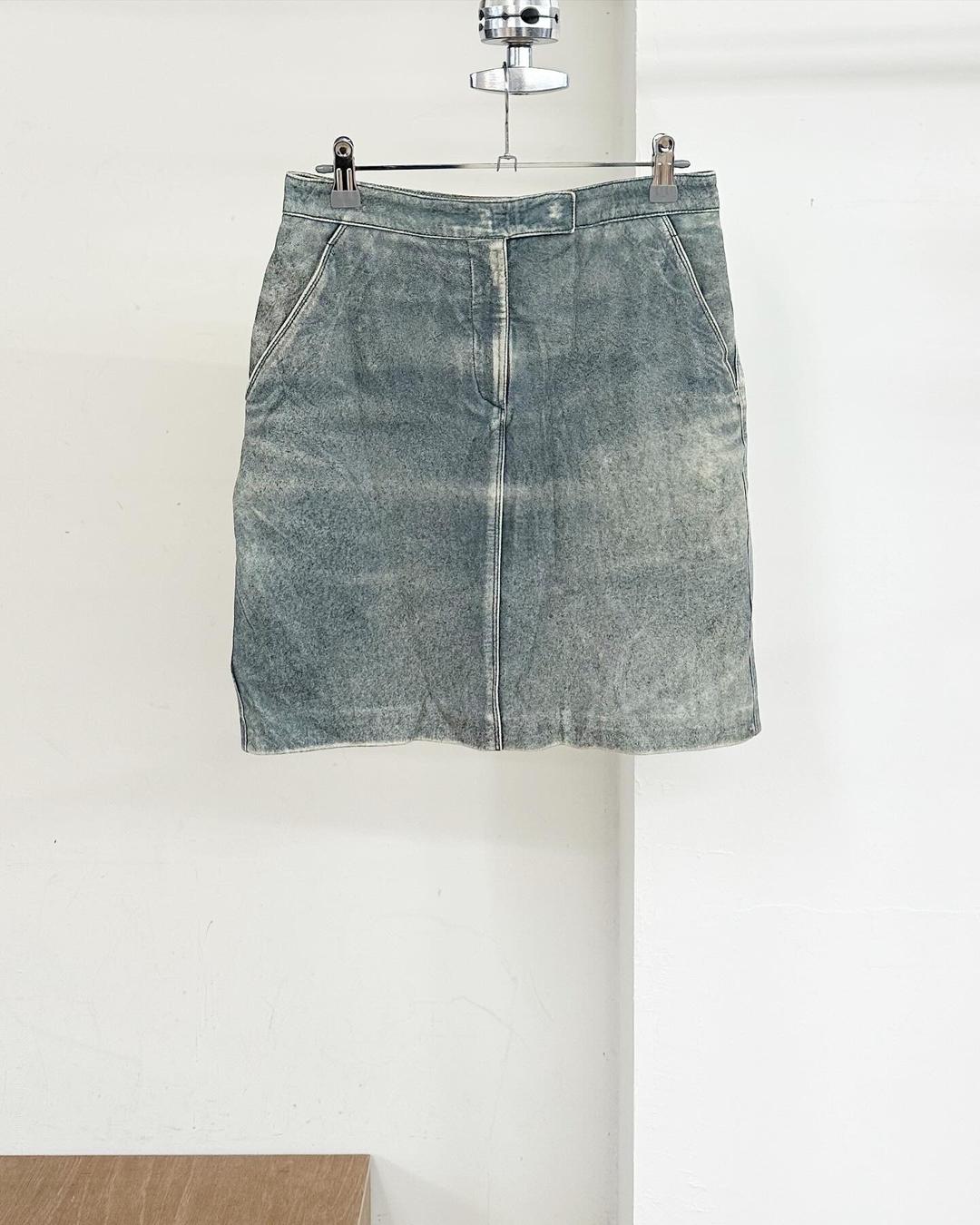 베르사체 데님 레더 스커트