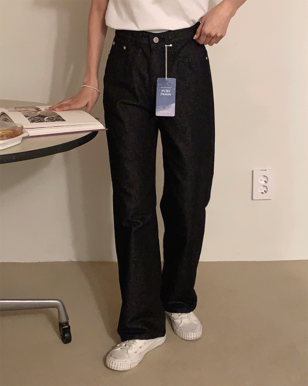 ( 2colors-! ) 에페 생지흑청와이드팬츠pt