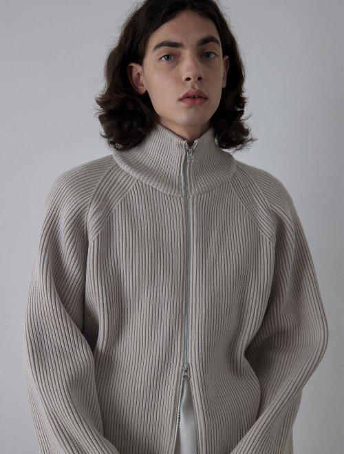 [Men] 리브드 집업 가디건_Light Grey