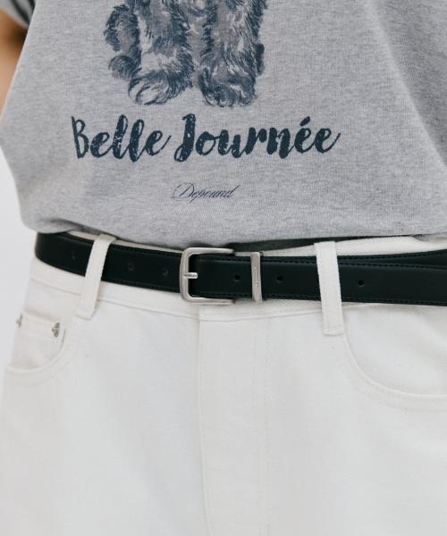 스퀘어 버클 레더 벨트 25mm [블랙]