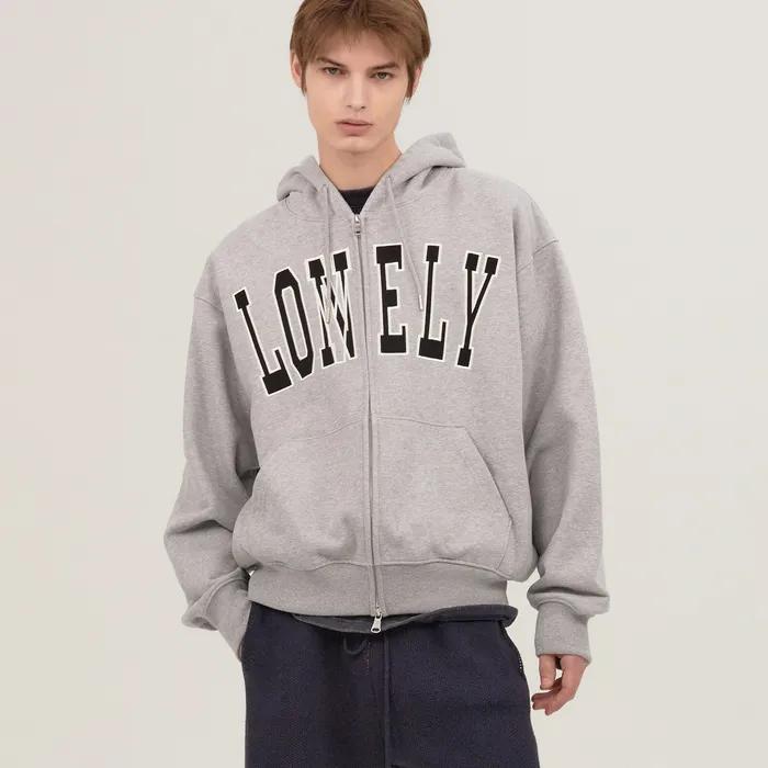 LONELY/LOVELY HOODIE ZIP-UP GRAY BLACK