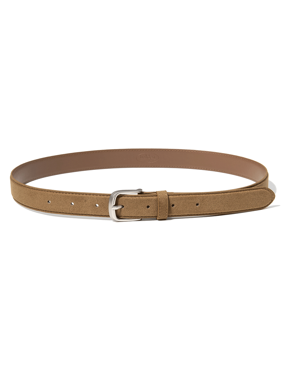 (W) basic square suede belt (T023_tan)