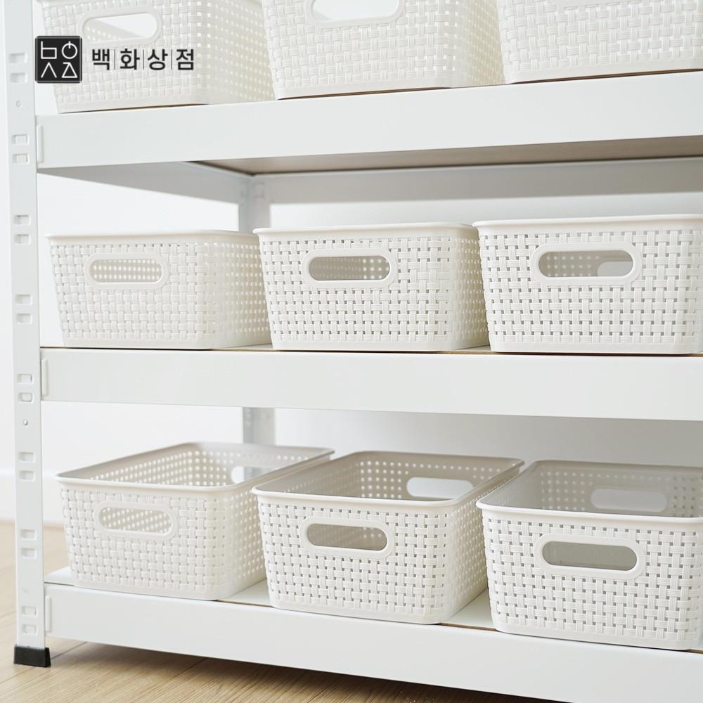 1+1 라탄 수납 바구니 플라스틱 수건 바스켓 라틴 트레이 옷 미니 장난감 사각 2호