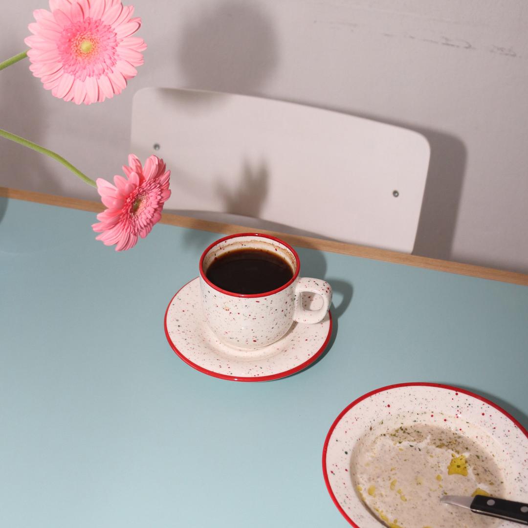 line mug/saucer set(red) 크리스마스 시즌 한정 제품